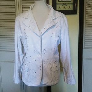 Karen Hart, XL, white with crystals blazer.
